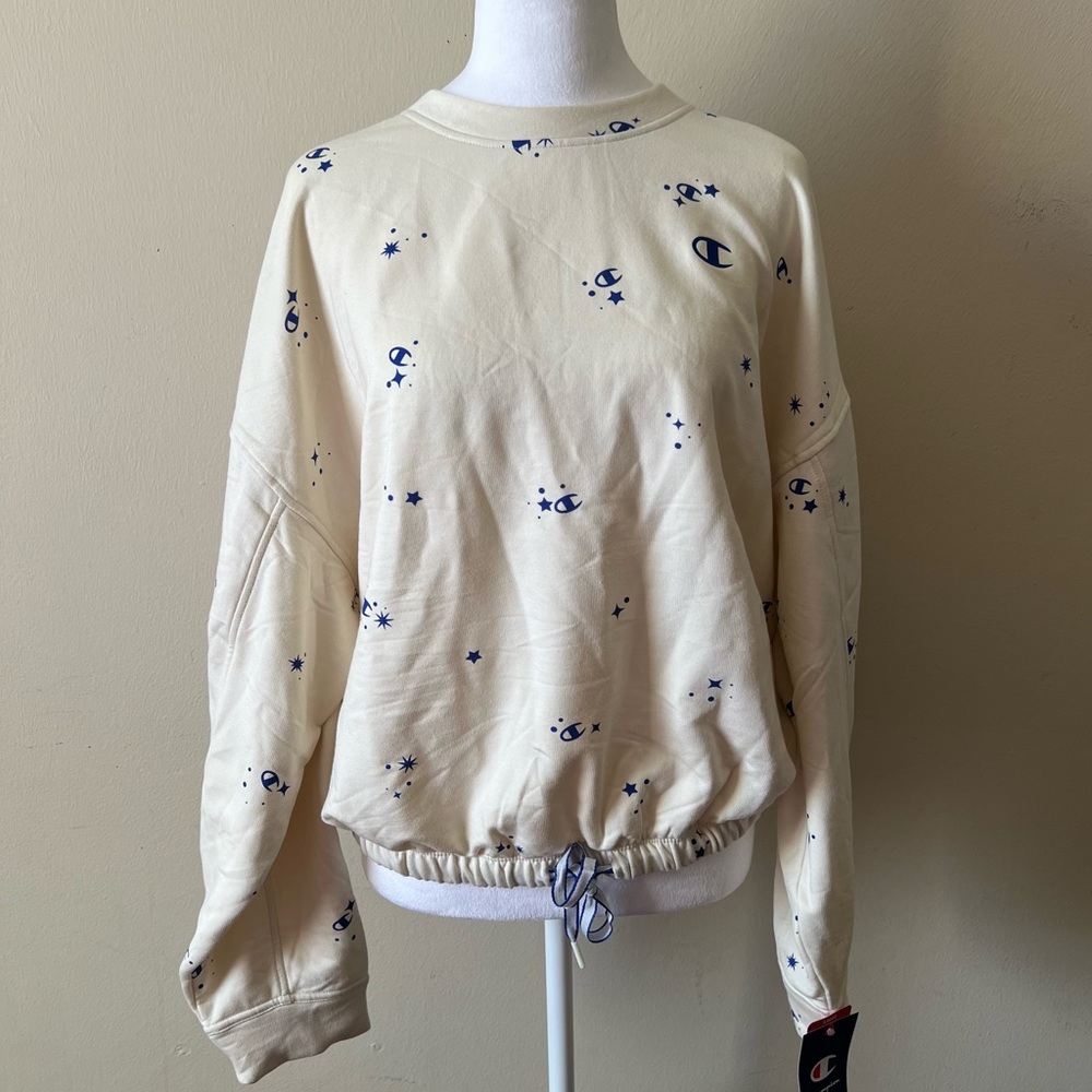 CHAMPION Athleticwear Adjustable Drawstring Hem Crewneck Pullover Sweatshirt NWT